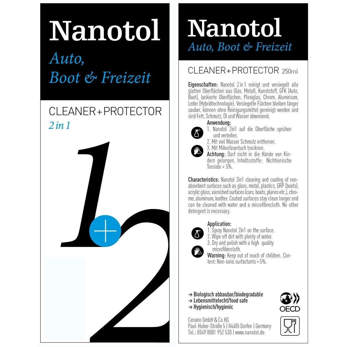 Etikett von Nanotol Auto, Boot und Freizeit 2in1 Schnellversiegelung und Auffrischer