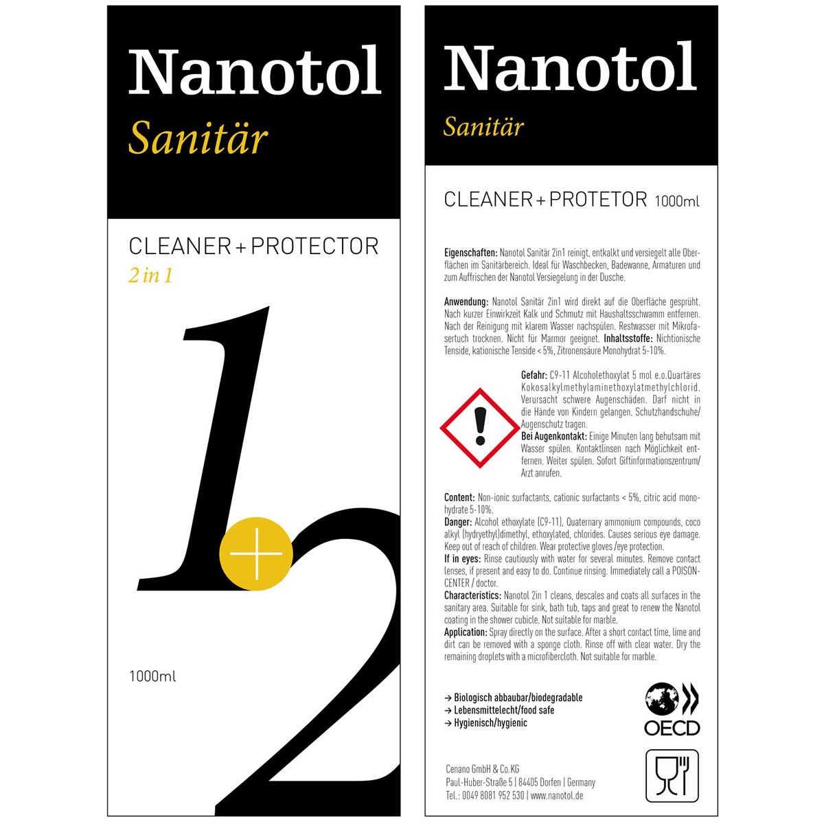 Etikett von Nanotol Sanitär 2in1