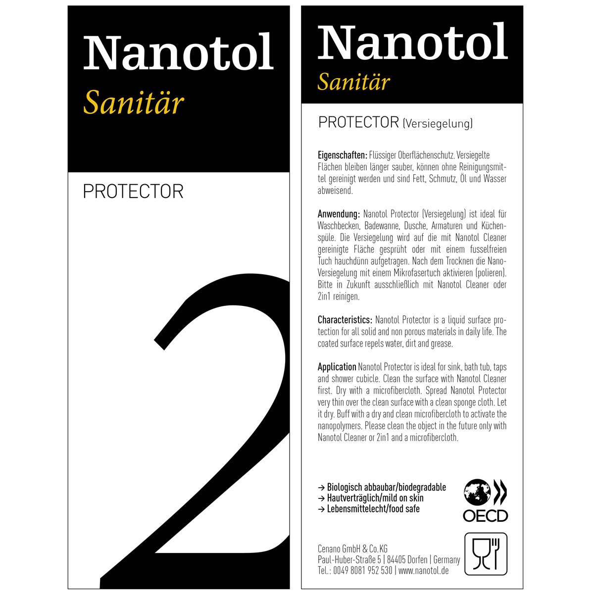 Etikett von Nanotol Sanitär Protector
